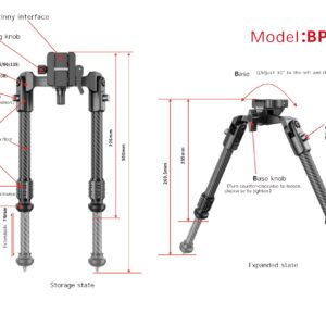 Dwójnóg Eagle Tech Bipod Carbon Fiber BP-105 picatinny z szyną M-LOCK
